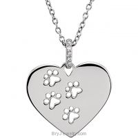 Sterling Silver .02 CTW Diamond Heart Paw 18" Necklace