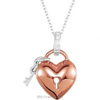 Sterling Silver 14kt Rose Plated .05 CTW Diamond Heart 18" Necklace