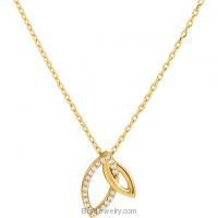 14K Gold Double Marquise .05 CTW Diamond Necklace