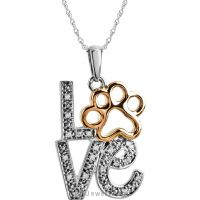 Tender Voices .05 ct tw Diamond Love Animal Paw Print Necklace