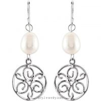 Sterling Silver White Freshwater Cultured Pearl Earrings