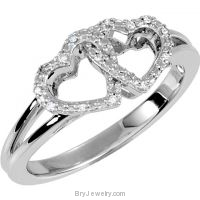 Double Heart and Diamonds Design Ring